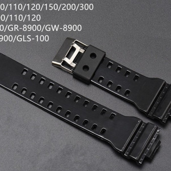 Ремінець для годинника Casio GA-100 / GD-120 / G-8900 / GA-150 / GA-200 / GLS-100 / GW-8900 Чорний глянсовий