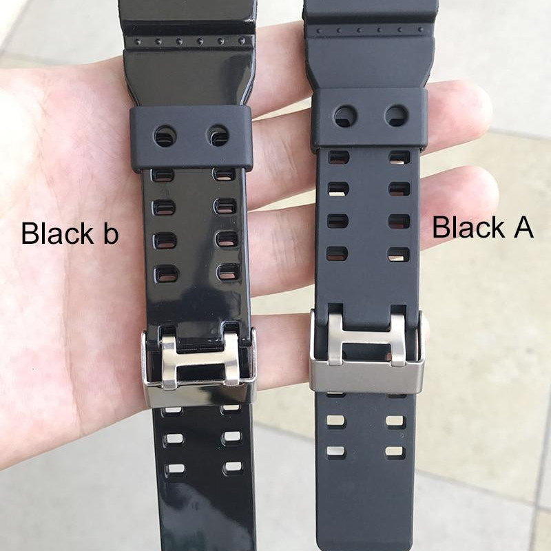 Ремінець для годинника Casio GA-100 / GD-120 / G-8900 / GA-150 / GA-200 / GLS-100 / GW-8900 Чорний глянсовий