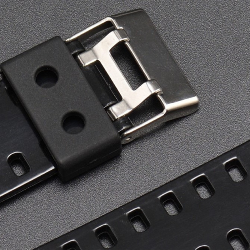 Ремінець для годинника Casio GA-100 / GD-120 / G-8900 / GA-150 / GA-200 / GLS-100 / GW-8900 Чорний глянсовий