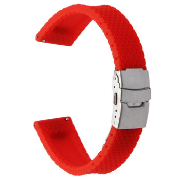 М'ЯКИЙ СИЛІКОНОВИЙ ЗМІННИЙ РЕМІНЕЦЬ ДЛЯ ГОДИННИКА З СИСТЕМОЮ ШВИДКОЇ ЗАМІНИ, ЗАСТІБКА З НЕРЖАВІЮЧОЇ СТАЛІ, 24 ММ Червоний