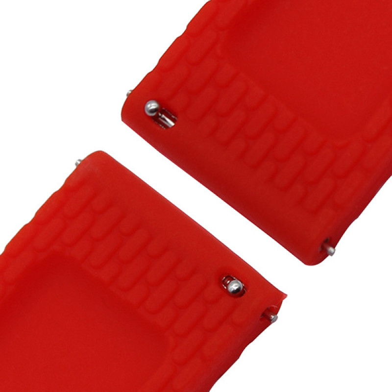 М'ЯКИЙ СИЛІКОНОВИЙ ЗМІННИЙ РЕМІНЕЦЬ ДЛЯ ГОДИННИКА З СИСТЕМОЮ ШВИДКОЇ ЗАМІНИ, ЗАСТІБКА З НЕРЖАВІЮЧОЇ СТАЛІ, 24 ММ Червоний