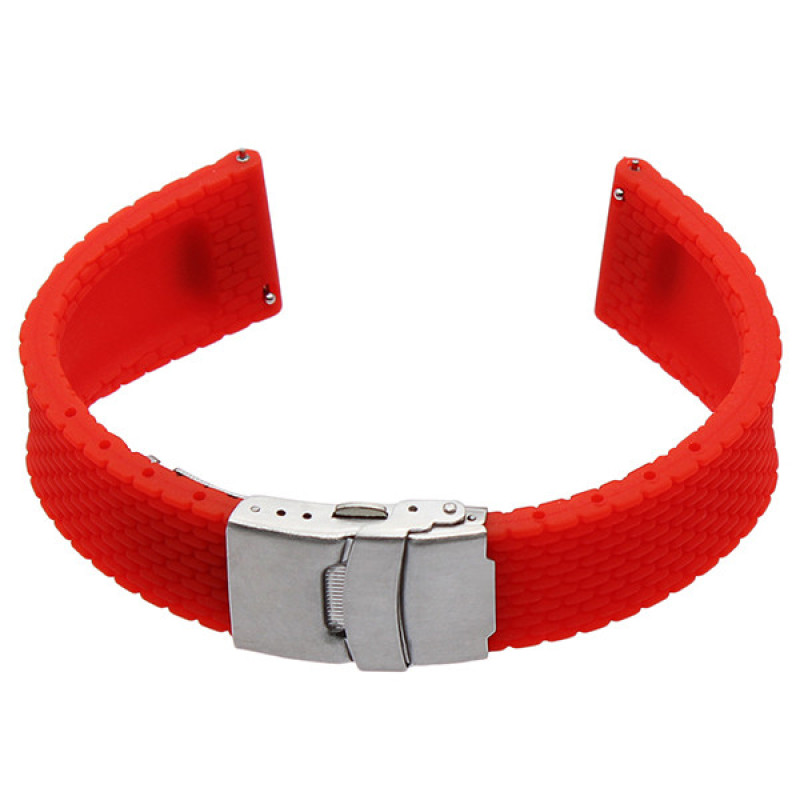 М'ЯКИЙ СИЛІКОНОВИЙ ЗМІННИЙ РЕМІНЕЦЬ ДЛЯ ГОДИННИКА З СИСТЕМОЮ ШВИДКОЇ ЗАМІНИ, ЗАСТІБКА З НЕРЖАВІЮЧОЇ СТАЛІ, 24 ММ Червоний