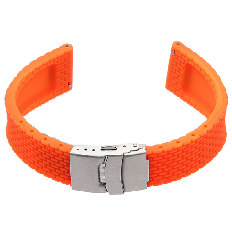 М'ЯКИЙ СИЛІКОНОВИЙ ЗМІННИЙ РЕМІНЕЦЬ ДЛЯ ГОДИННИКА З СИСТЕМОЮ ШВИДКОЇ ЗАМІНИ, ЗАСТІБКА З НЕРЖАВІЮЧОЇ СТАЛІ, 24 ММ Помаранчевий