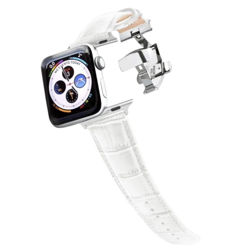 Змінний шкіряний ремінець для Apple Watch 38 / 40 / 41 / 42 / 44 / 45 / 49 мм Білий