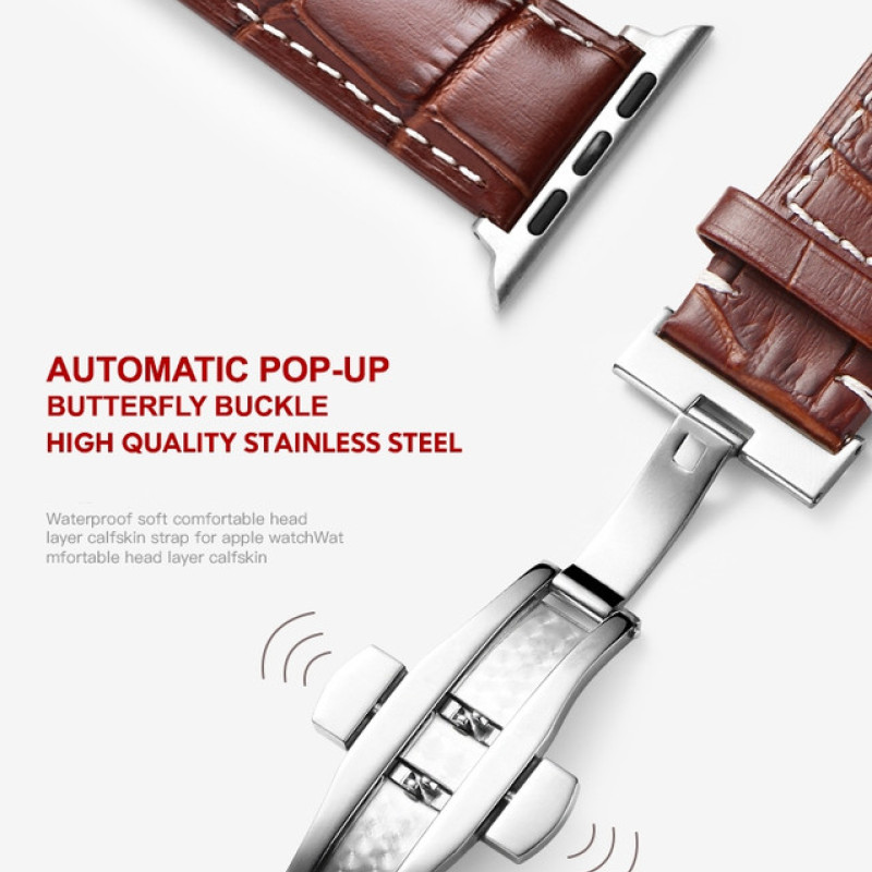 Змінний шкіряний ремінець для Apple Watch 38 / 40 / 41 / 42 / 44 / 45 / 49 мм Коричневий