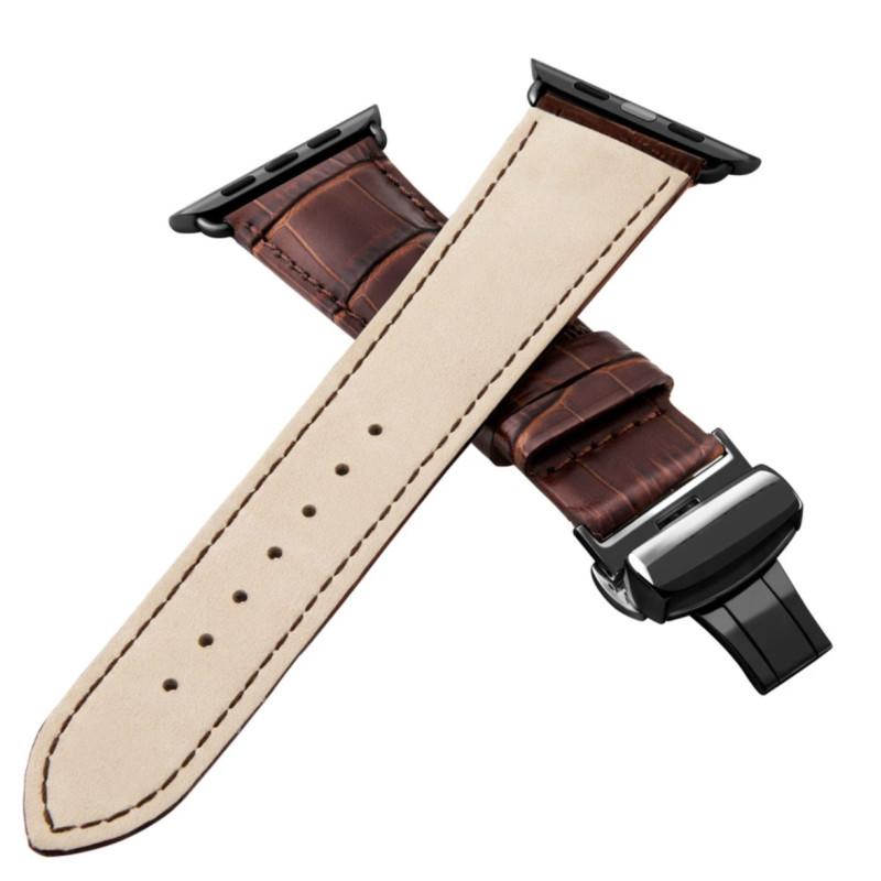 Змінний шкіряний ремінець для Apple Watch 38 / 40 / 41 / 42 / 44 / 45 / 49 мм Коричневий