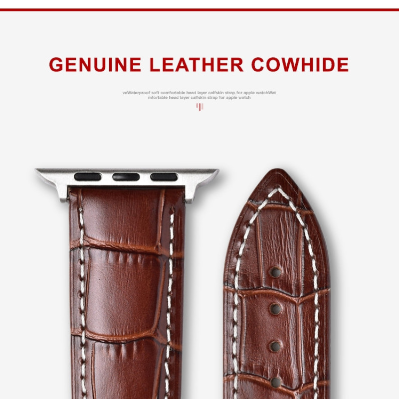 Змінний шкіряний ремінець для Apple Watch 38 / 40 / 41 / 42 / 44 / 45 / 49 мм Коричневий