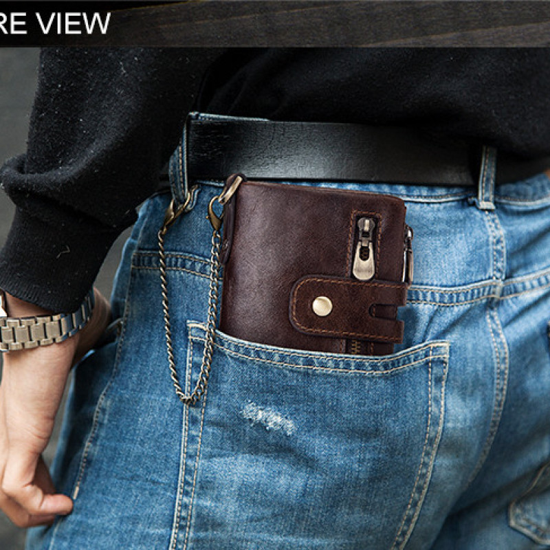 Чоловічий шкіряний гаманець із натуральної шкіри (Волов'яча шкіра) з Rfid-захистом. Портмоне зі шкіри