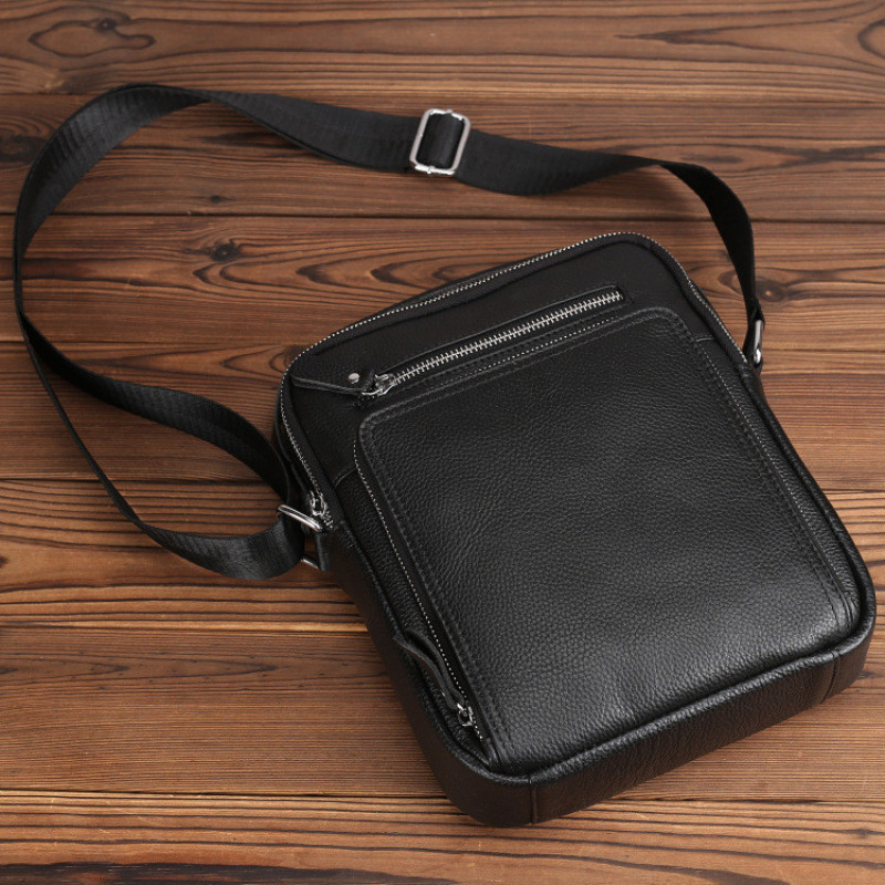 Чоловіча сумка із натуральної шкіри. Чорна