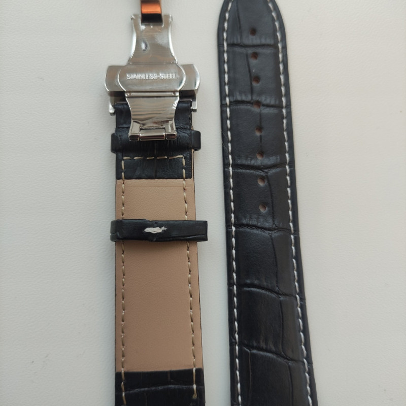 Змінний шкіряний ремінець 24 мм із застібкою "метелик"