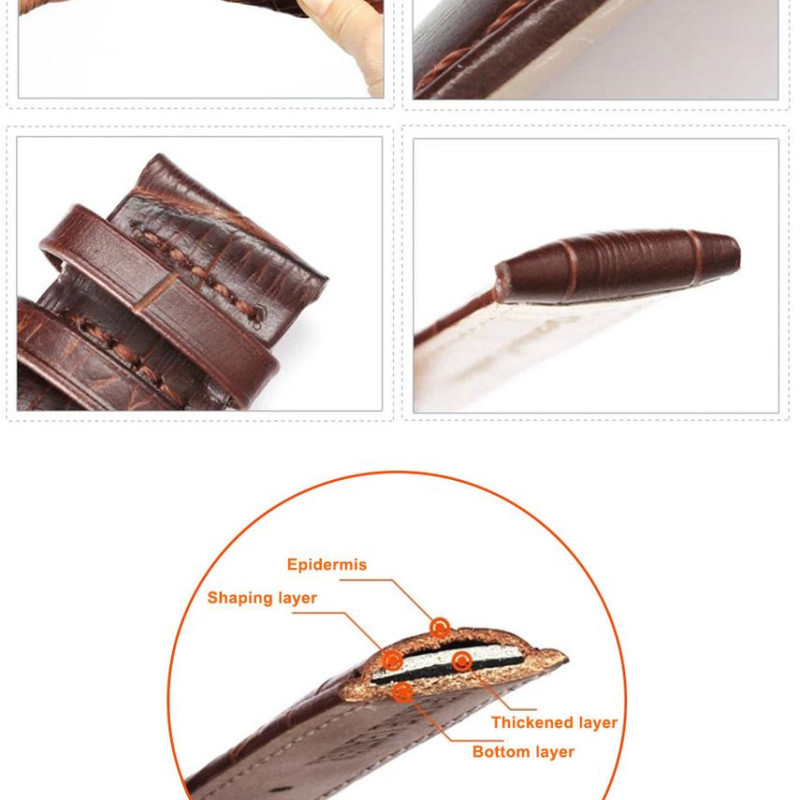 Змінний шкіряний ремінець 24 мм із застібкою "метелик"