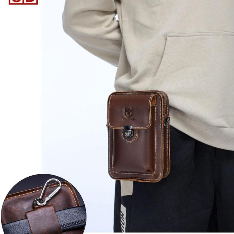 Чоловіча сумка з натуральної шкіри CRAZY HORSE крейзі хорс, месенджер для телефону, сумка на ремінь, на плече