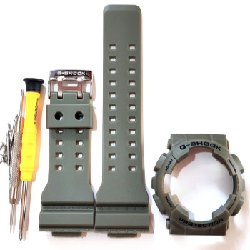 Casio ремінець + безель (рант) для G-SHOCK GA-100 / GA-110 / GA-120 / GD-100 / GD-100 / GD-120/ GAX-100/GLS-100 Матовий Зелений із