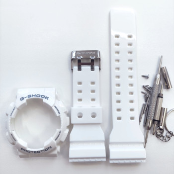 Casio ремінець + безель для G-SHOCK GA-100 / GA-110 / GA-120 / GD-100 / GD-120 / GAX-100 / GLS-100 Глянцевий Білий