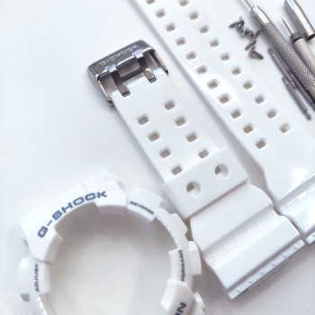 Casio ремінець + безель для G-SHOCK GA-100 / GA-110 / GA-120 / GD-100 / GD-120 / GAX-100 / GLS-100 Глянцевий Білий