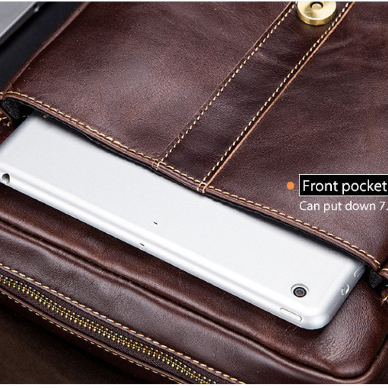 Шкіряна повсякденна ділова чоловіча сумка з натуральної шкіри. Чорна