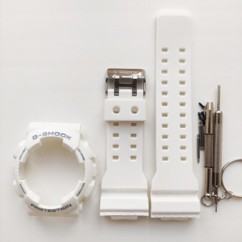 Casio ремінець + безель (рант) для G-SHOCK GA-100 / GA-110 / GA-120 / GD-100 / GD-100 / GD-120/ GAX-100/GLS-100 Матовий Білий