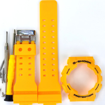 Casio ремінець + безель (рант) для G-SHOCK GA-100 / GA-110 / GA-120 / GD-100 / GD-100 / GD-120/ GAX-100/GLS-100 Матовий Жовтий
