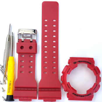 Casio ремінець + безель (рант) для G-SHOCK GA-100 / GA-110 / GA-120 / GD-100 / GD-100 / GD-120/ GAX-100/GLS-100 Матовий Бордовий