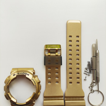 Casio ремінець + безель (рант) для G-SHOCK GA-100 / GA-110 / GA-120 / GD-100 / GD-100 / GD-120/ GAX-100/GLS-100 Матовий Золото з