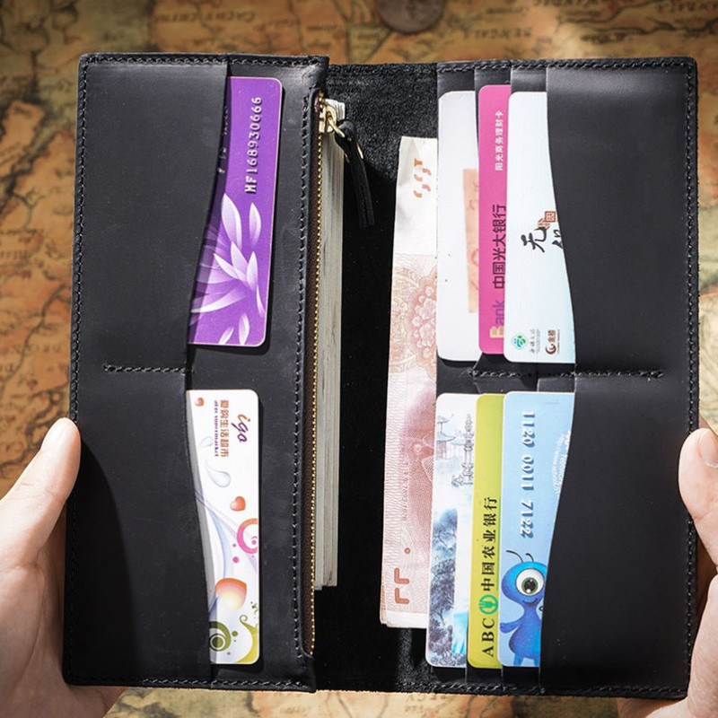 Вінтажний гаманець із натуральної шкіри Crazy Horse з відділенням для монет.