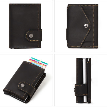 Гаманець кредитниця із натуральної шкіри Crazy Horse з алюмінієвим відсіком для RFID захисту