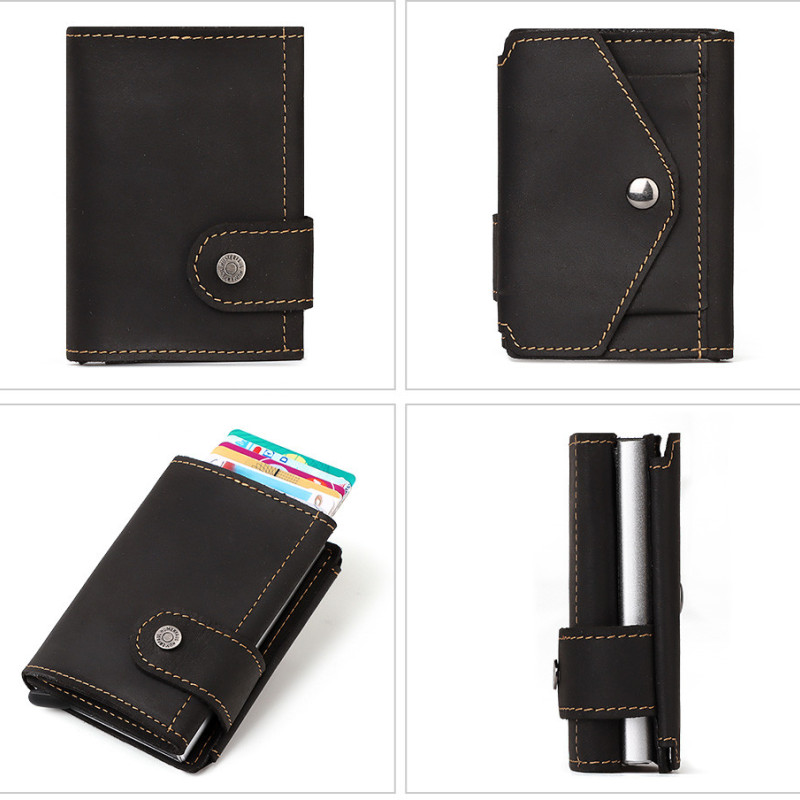 Гаманець кредитниця із натуральної шкіри Crazy Horse з алюмінієвим відсіком для RFID захисту