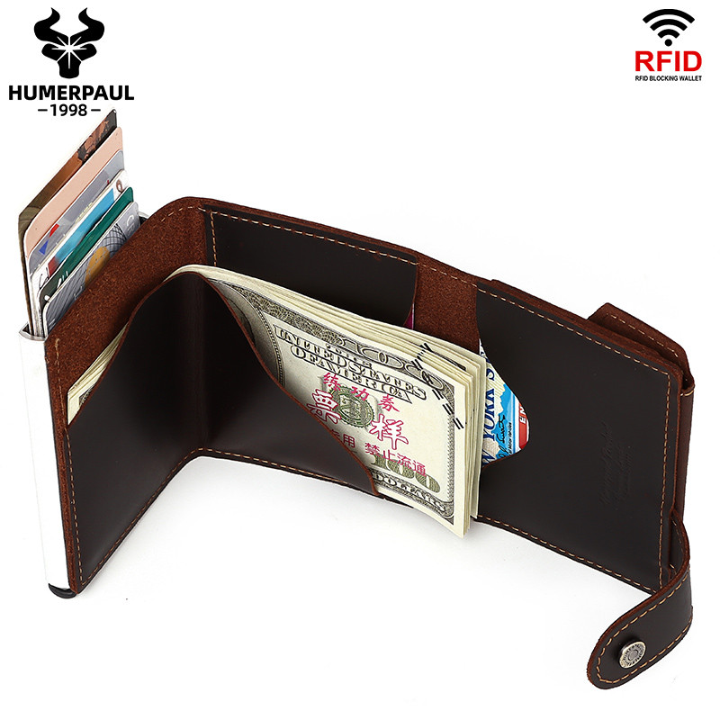 Гаманець кредитниця із натуральної шкіри Crazy Horse з алюмінієвим відсіком для RFID захисту