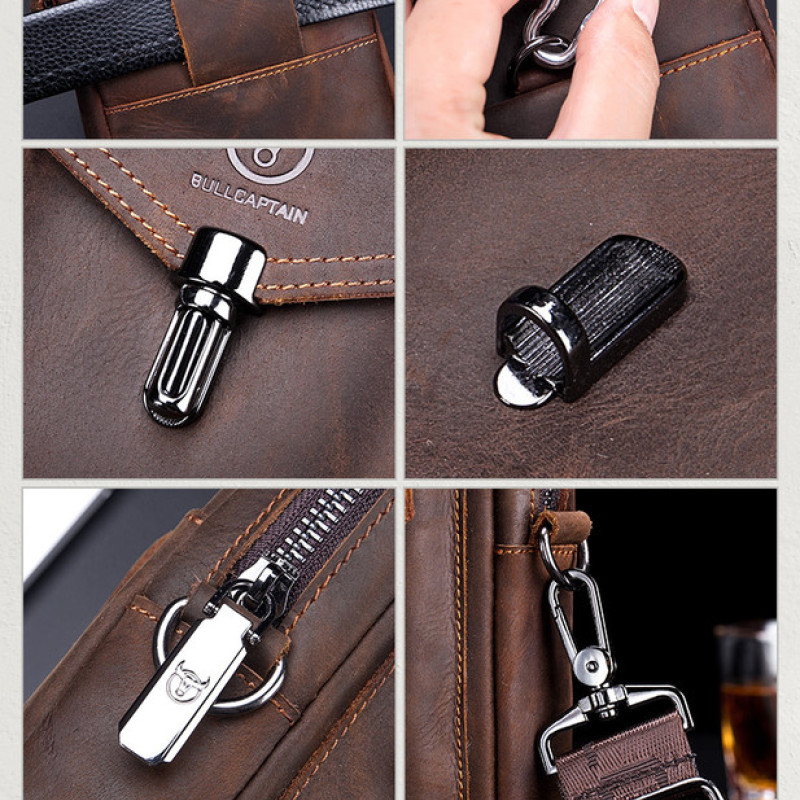 Чоловіча сумка з натуральної шкіри CRAZY HORSE крейзі хорс, месенджер для телефону, сумка на ремінь на плече