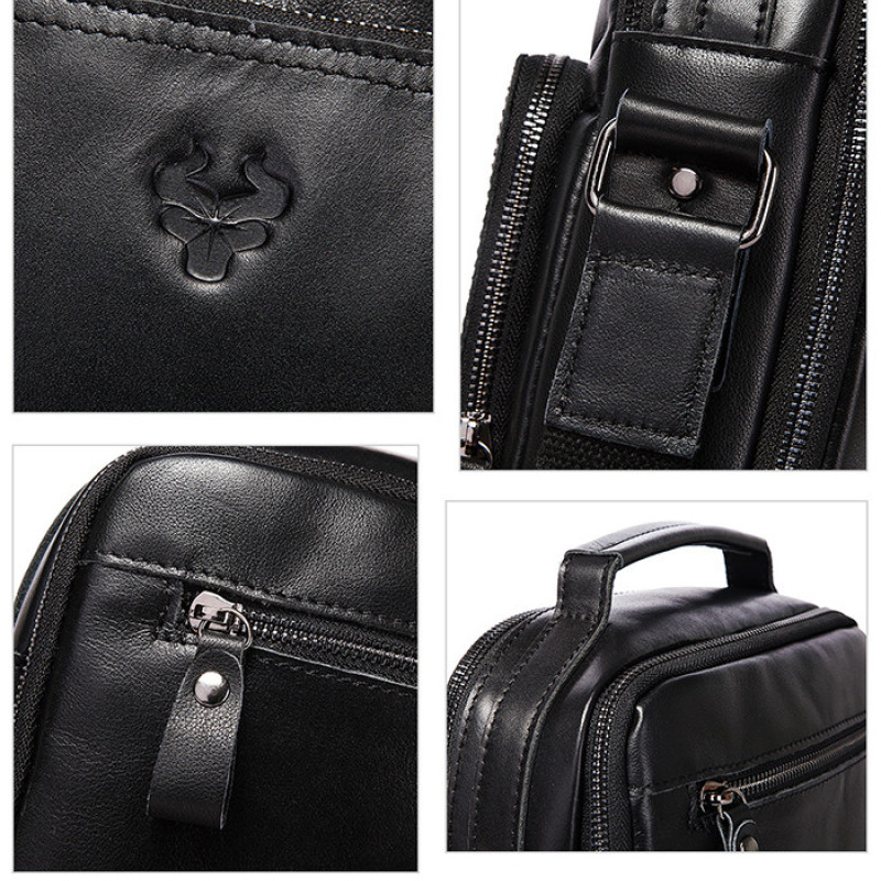 Чоловіча сумка з натуральної шкіри. Чорна