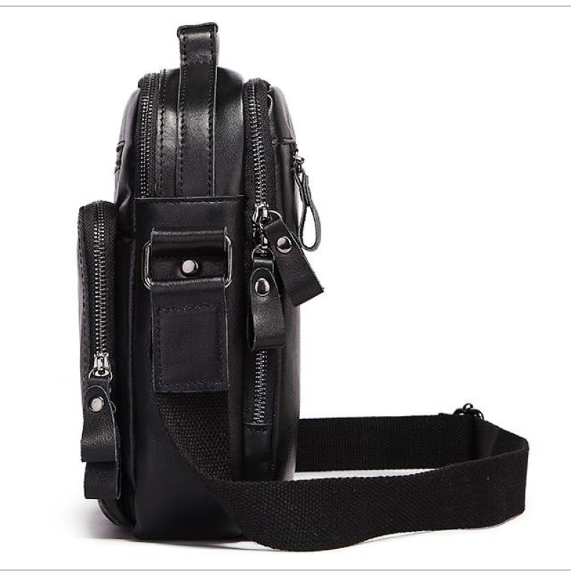 Чоловіча сумка з натуральної шкіри. Чорна