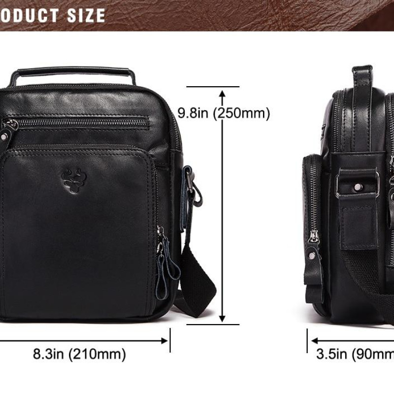 Чоловіча сумка з натуральної шкіри. Чорна