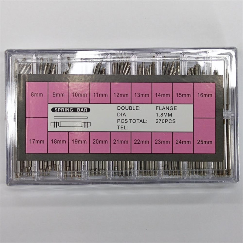 Шпильки для ремінців спрингбары, штифти для ремінця. Кількість 270 шт. 8-25 мм. D-1.8 мм