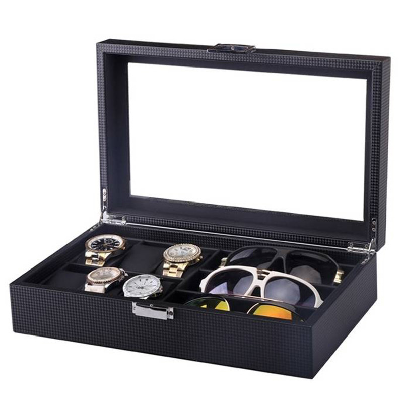 Коробка для годинника з вуглецевого волокна з 10 відділеннями