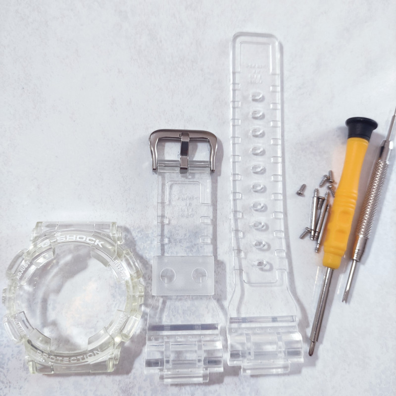 Casio ремінець + безель (рант) для годинника Casio Baby-G GMA-S110 / S120 / S130 / S140 Прозорий