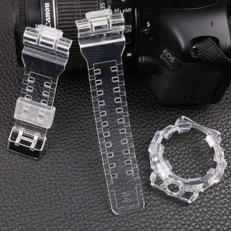 Ремінець + безель (рант) для годинника Casio G-SHOCK GA-700 / 710 / 735 Прозорий