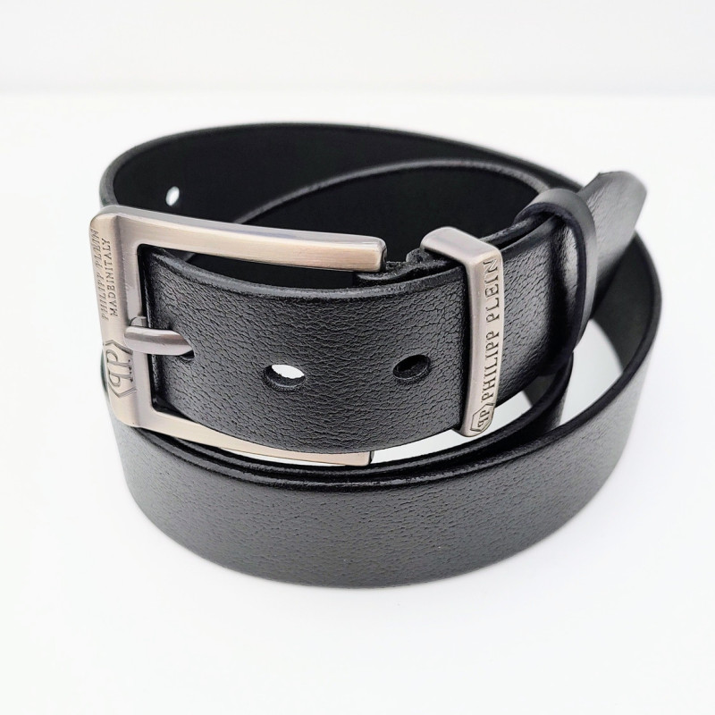 Ремінь чоловічий шкіряний. Чорний