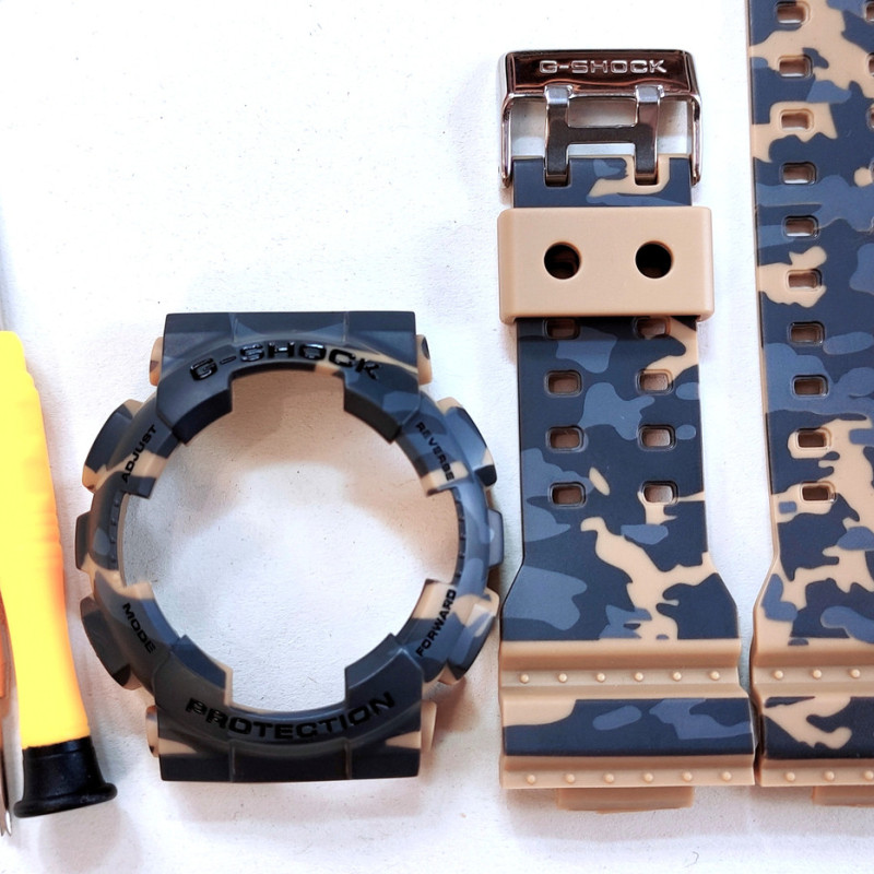 Casio ремінець + безель (рант) для годинника G-SHOCK GA-120 / GA-100 / GA-110 / GD-100 / GD-120 / GD-110/GAX-100/GLS-100 Камуфляж