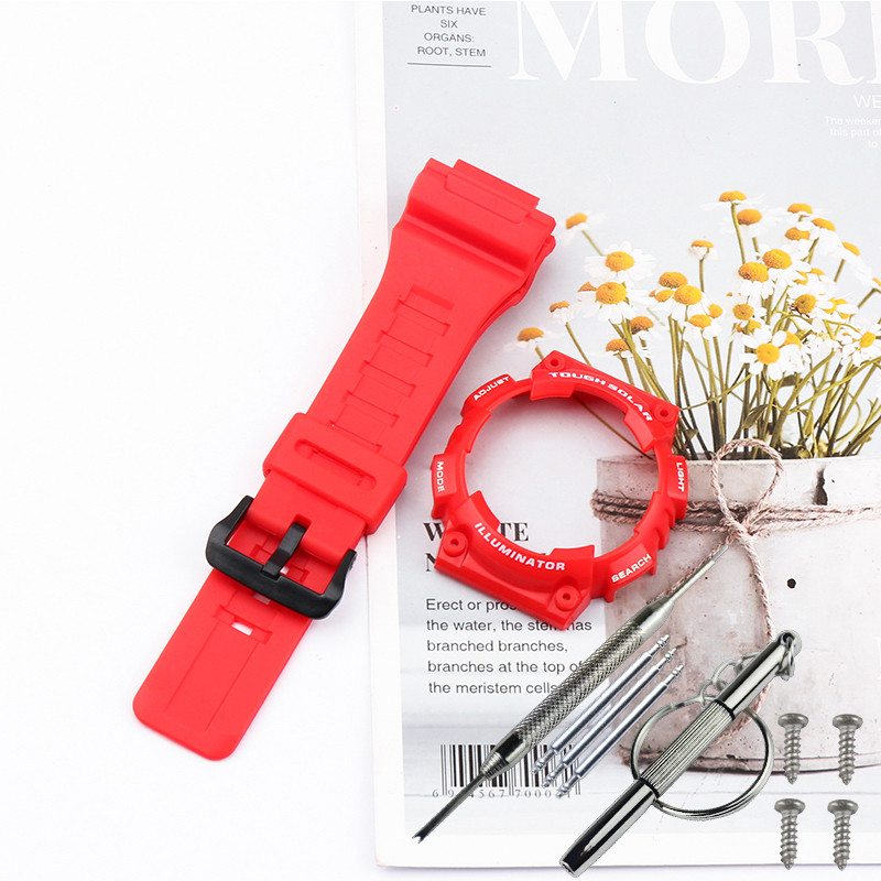 Ремінець + безель (рант) для годинника Casio AQ-S810W / AQS810WC Червоний