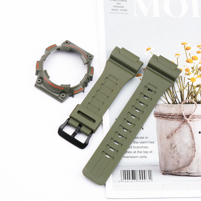 Ремінець + безель (рант) для годинника Casio AQ-S810W / AQS810WC Зелений