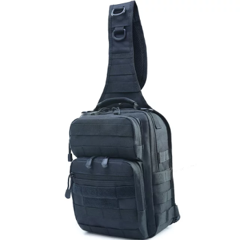 Нагрудна сумка з швидким скиданням чоловіча тактична сумка на багато відділень багатофункціональна. Чорна
