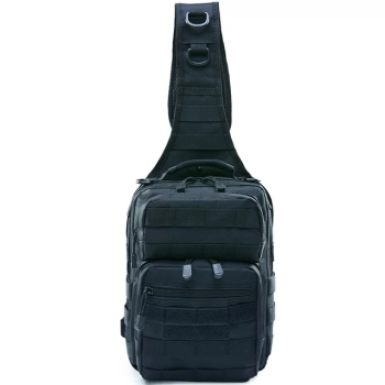 Нагрудна сумка з швидким скиданням чоловіча тактична сумка на багато відділень багатофункціональна. Чорна