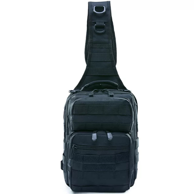 Нагрудна сумка з швидким скиданням чоловіча тактична сумка на багато відділень багатофункціональна. Чорна
