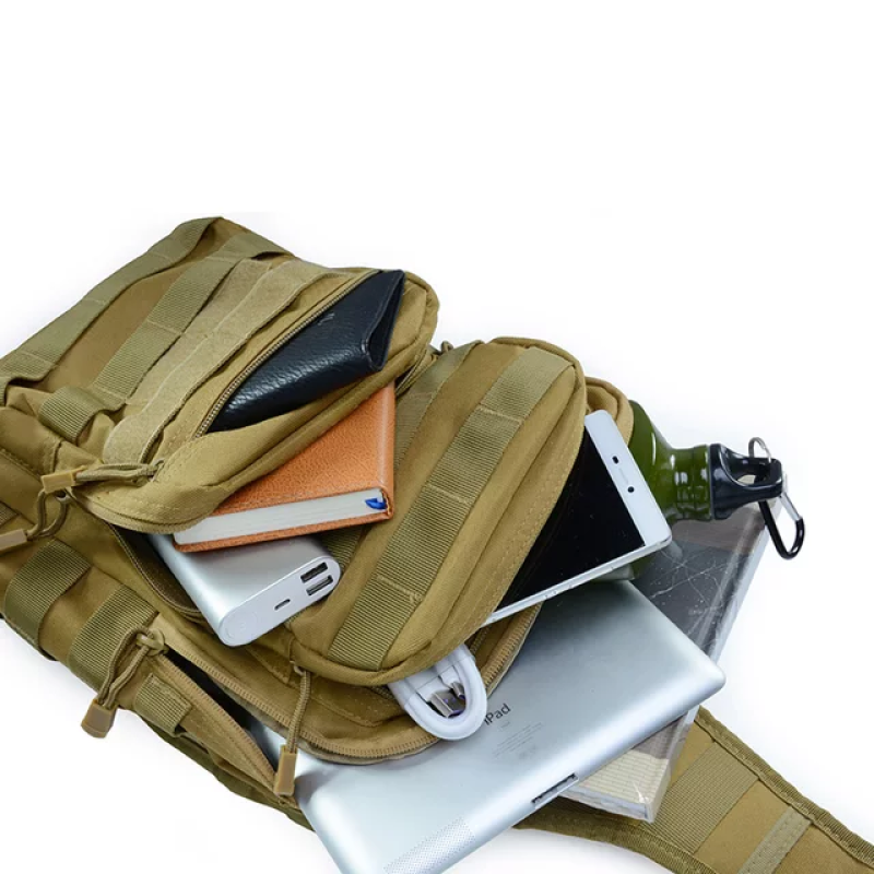 Нагрудна сумка з швидким скиданням чоловіча тактична сумка на багато відділень багатофункціональна. Чорна