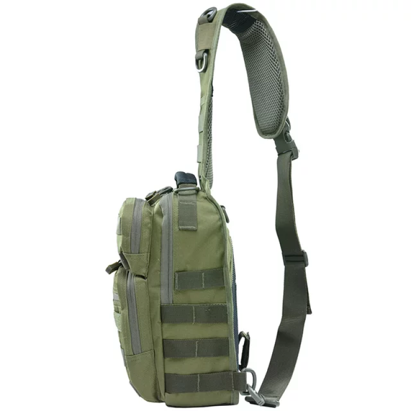 Нагрудна сумка з швидким скиданням чоловіча тактична сумка на багато відділень багатофункціональна. Зелена
