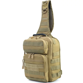 Нагрудна сумка з швидким скиданням чоловіча тактична сумка на багато відділень багатофункціональна. Койот