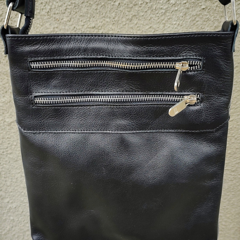 Чоловіча сумка із натуральної шкіри. Чорна