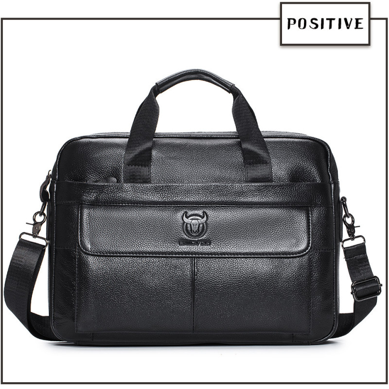 Чоловічий діловий портфель з натуральної шкіри, повсякденна сумка через плече в стилі ретро