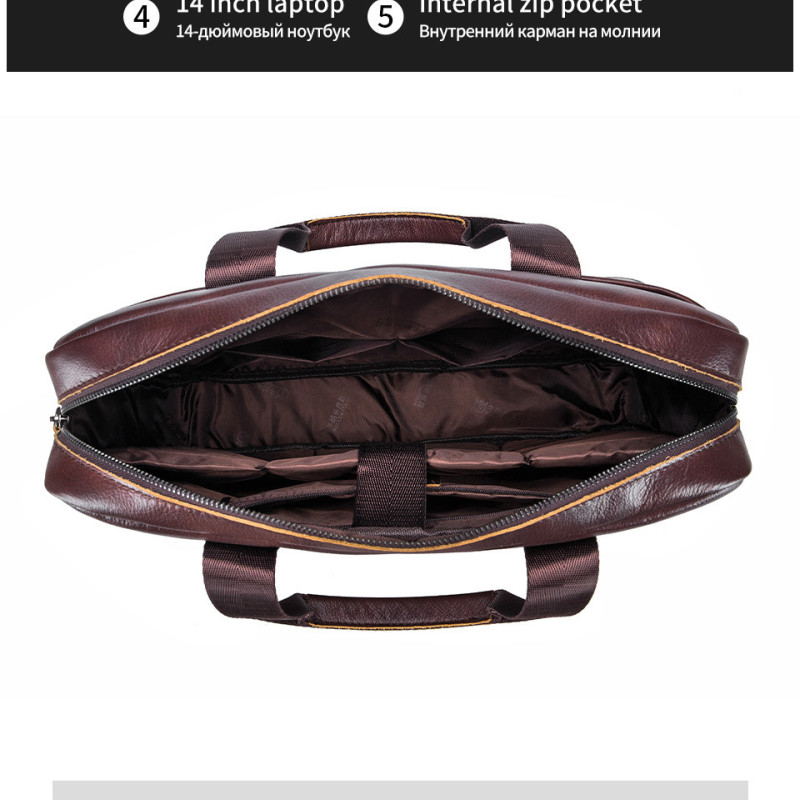 Чоловічий діловий портфель з натуральної шкіри, повсякденна сумка через плече в стилі ретро