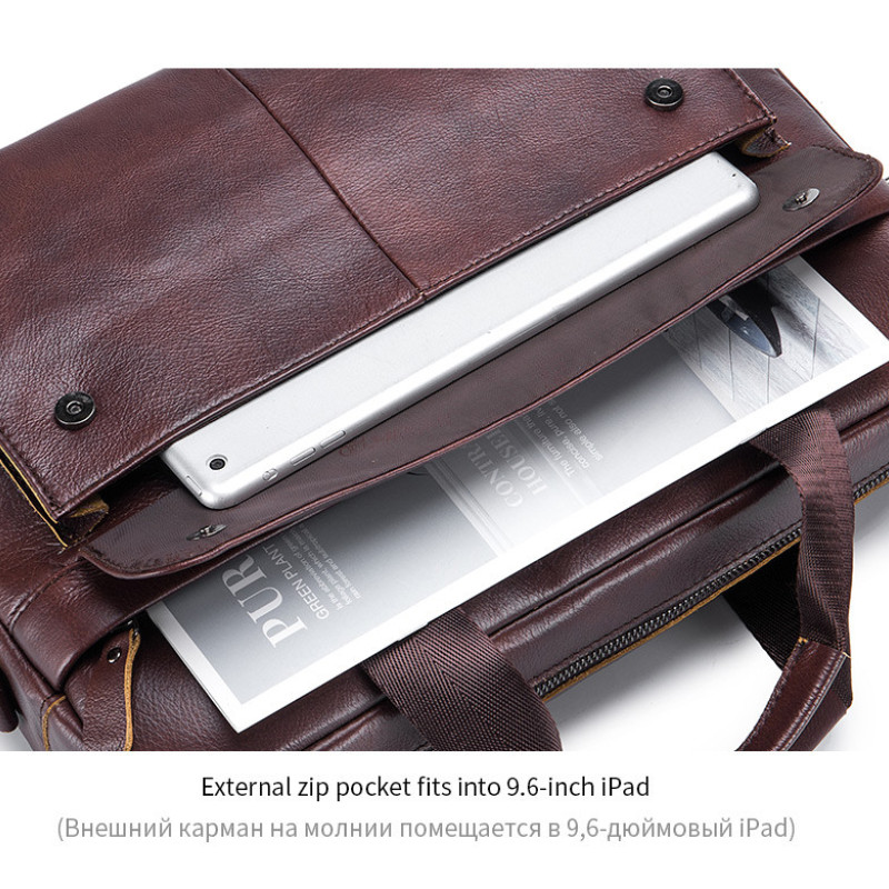 Чоловічий діловий портфель з натуральної шкіри, повсякденна сумка через плече в стилі ретро